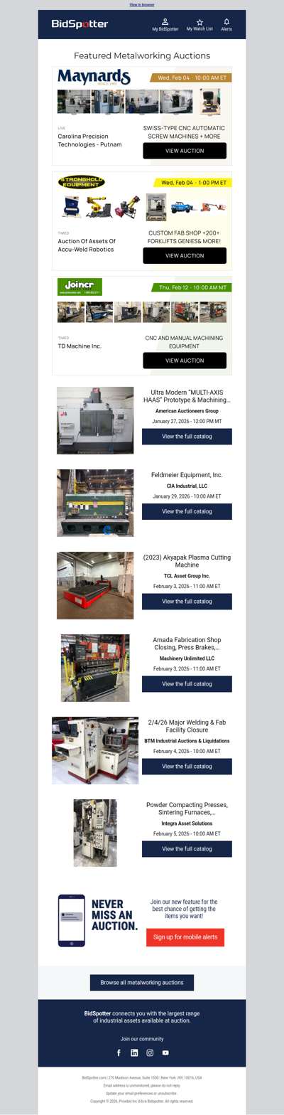 Featured Metalworking Auctions
