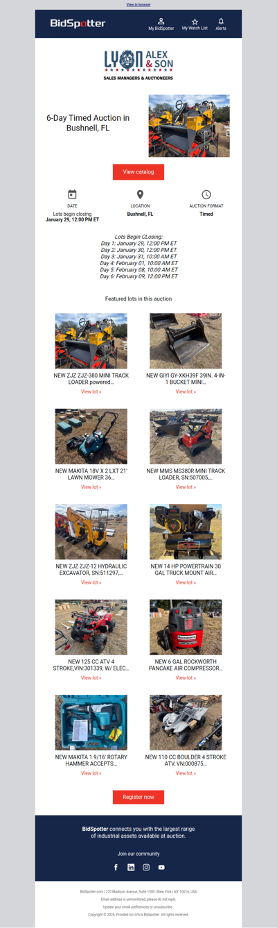 6-Day Timed Auction in Bushnell, FL