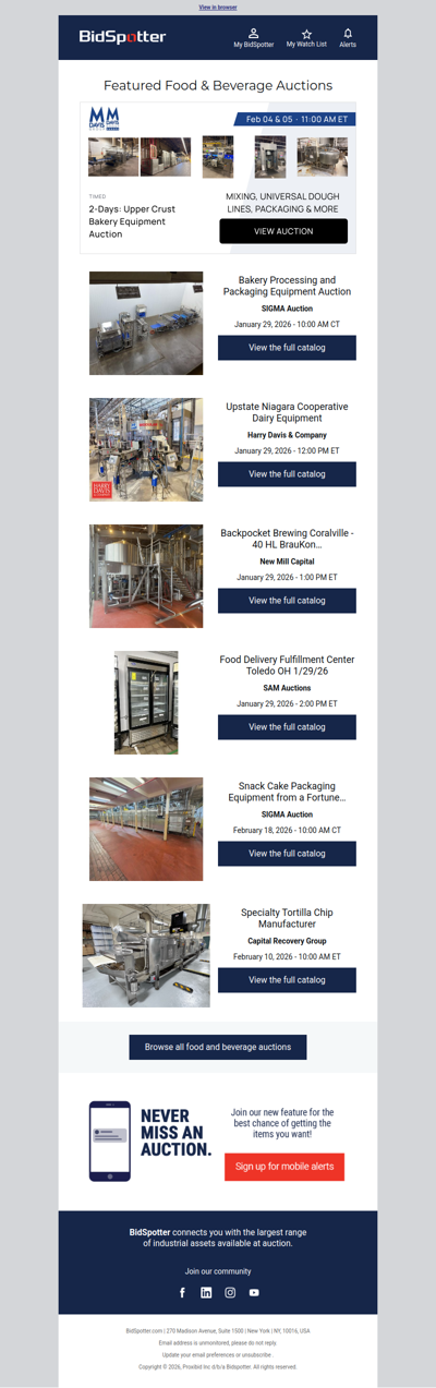 Featured Food & Beverage Auctions