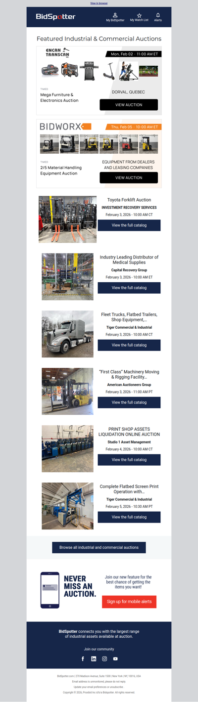 Featured Industrial and Commercial Auctions