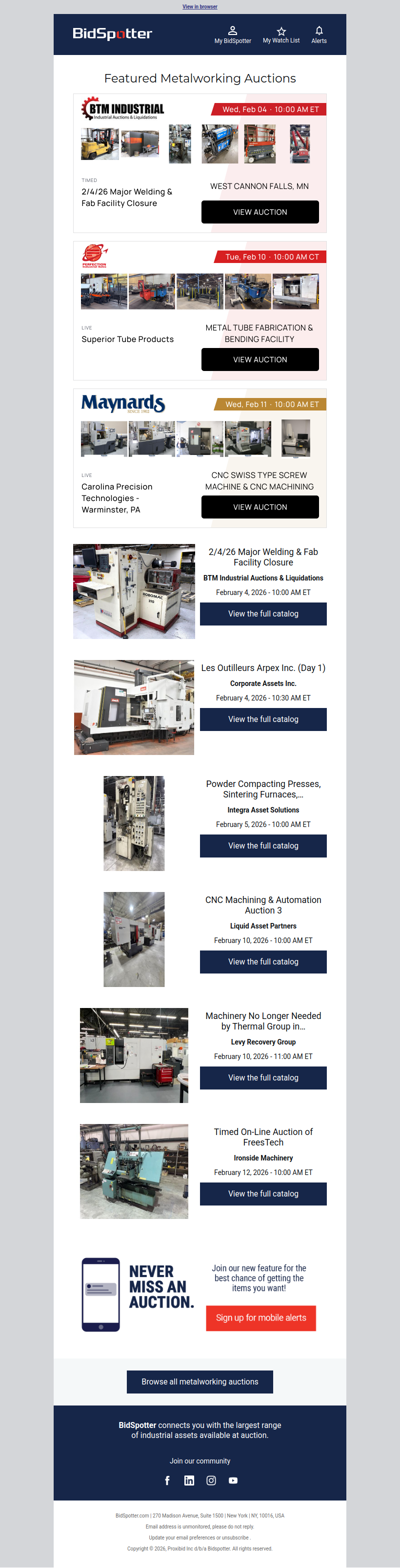 Featured Metalworking Auctions