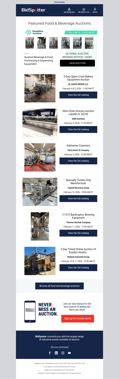 Featured Food & Beverage Auctions