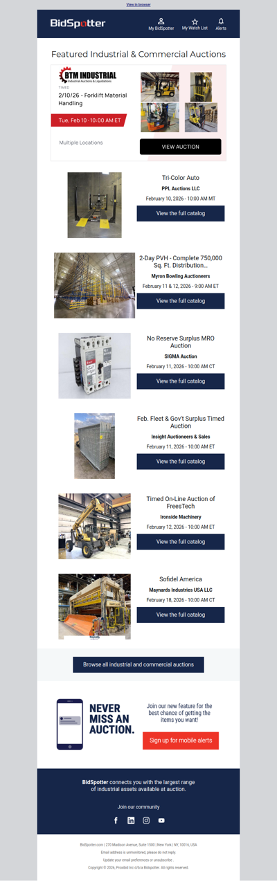 Featured Industrial and Commercial Auctions