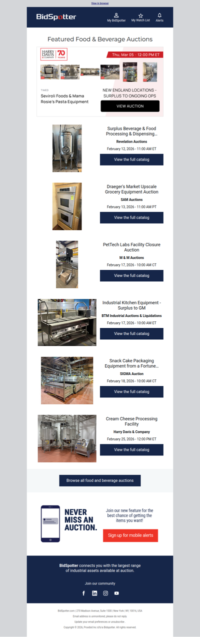 Featured Food & Beverage Auctions