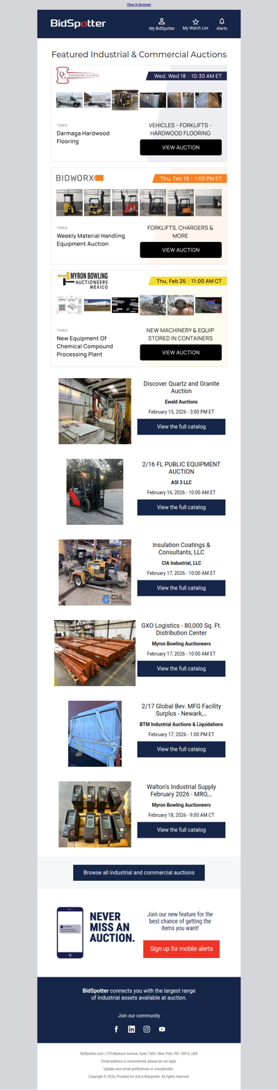 Featured Industrial and Commercial Auctions