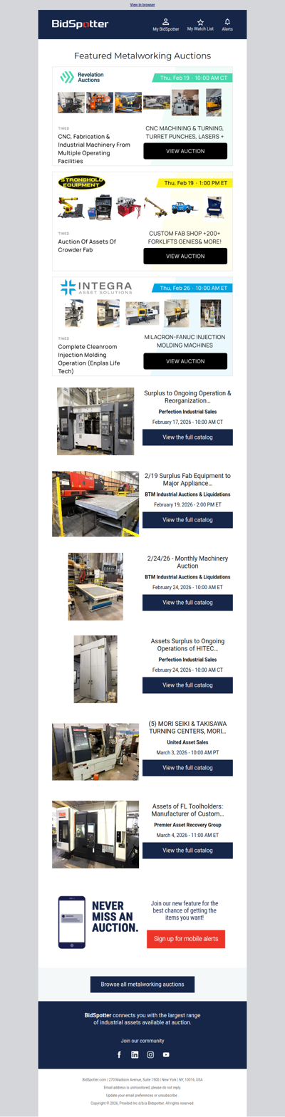 Featured Metalworking Auctions