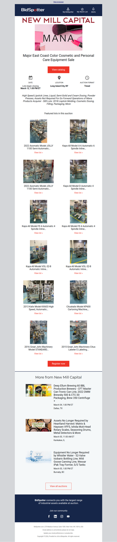 Major Liquid & Semi-Solid Filling and Packaging Auction