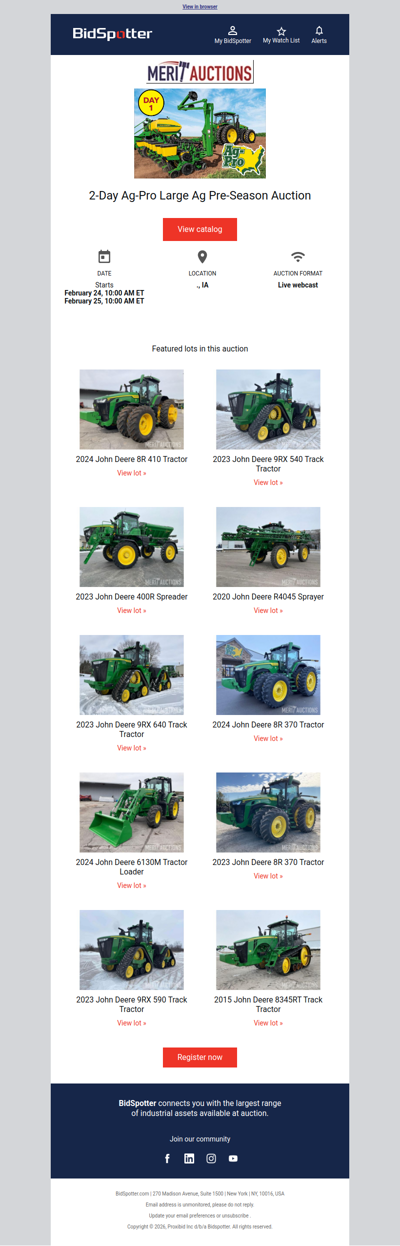 2-Day Ag-Pro Large Ag Pre-Season Auction