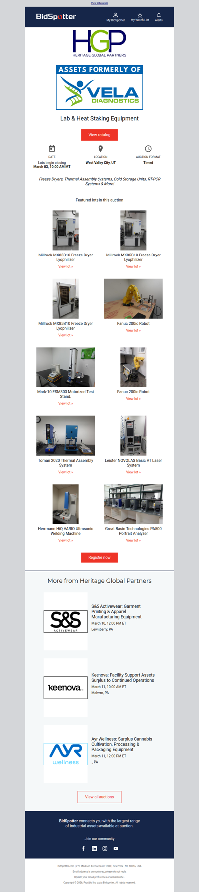 Register! Lab & Freeze Dryer Equipment Auction on 3/3