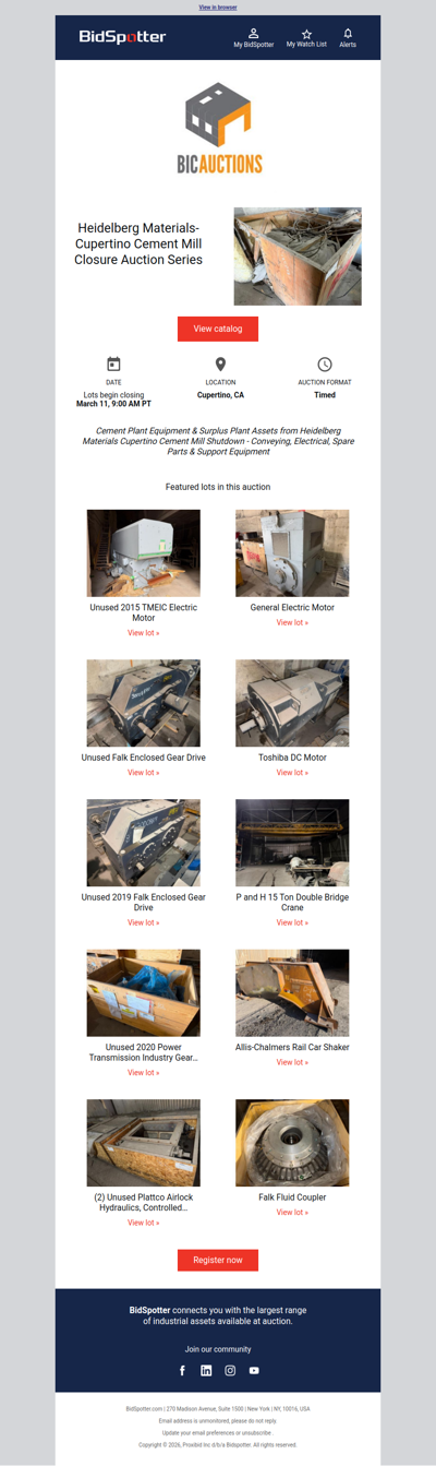 Heidelberg Materials-Cupertino Cement Mill Closure Auction Series