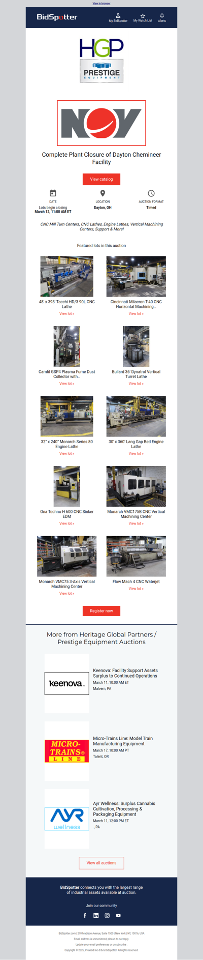 Dayton Chemineer Plant Closure Auction on 3/12 – Register!