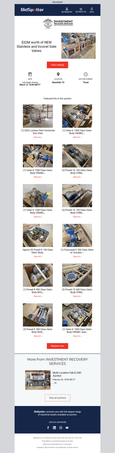 $32M worth of NEW Stainless and Inconel Gate Valves | March 12