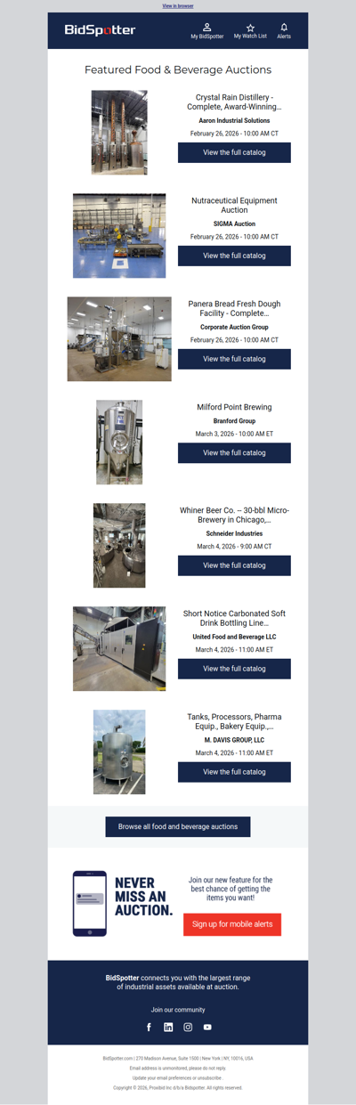 Featured Food & Beverage Auctions