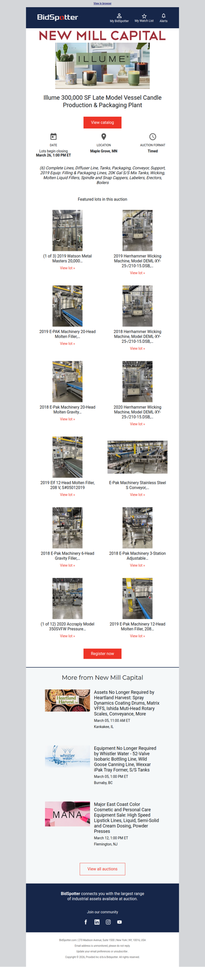 300,00 SF Late Model Candle & Packaging Plant Auction