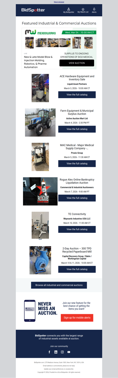 Featured Industrial and Commercial Auctions