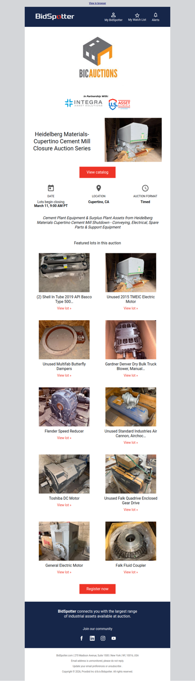 Heidelberg Materials-Cupertino Cement Mill Closure Auction Series | March 11