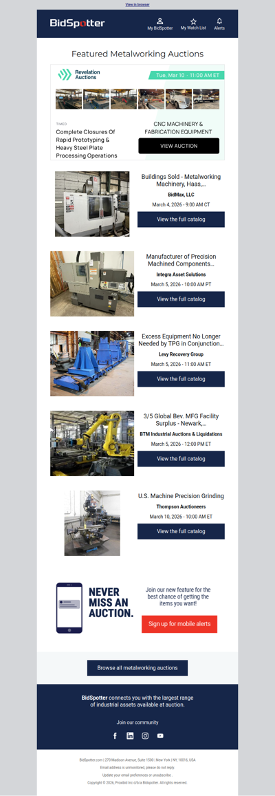 Featured Metalworking Auctions