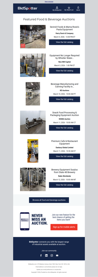 Featured Food & Beverage Auctions
