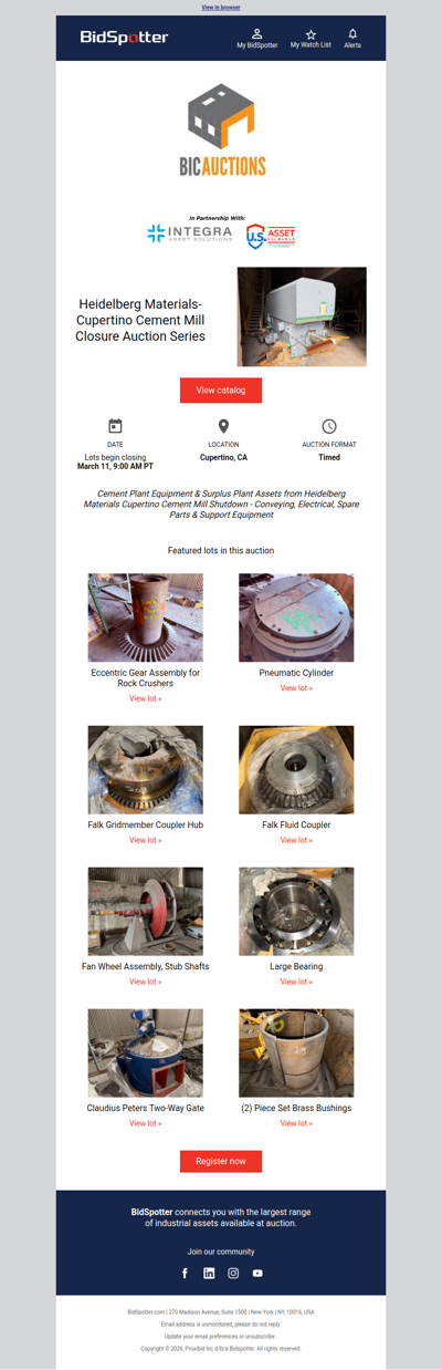 Heidelberg Materials-Cupertino Cement Mill Closure Auction Series | March 11