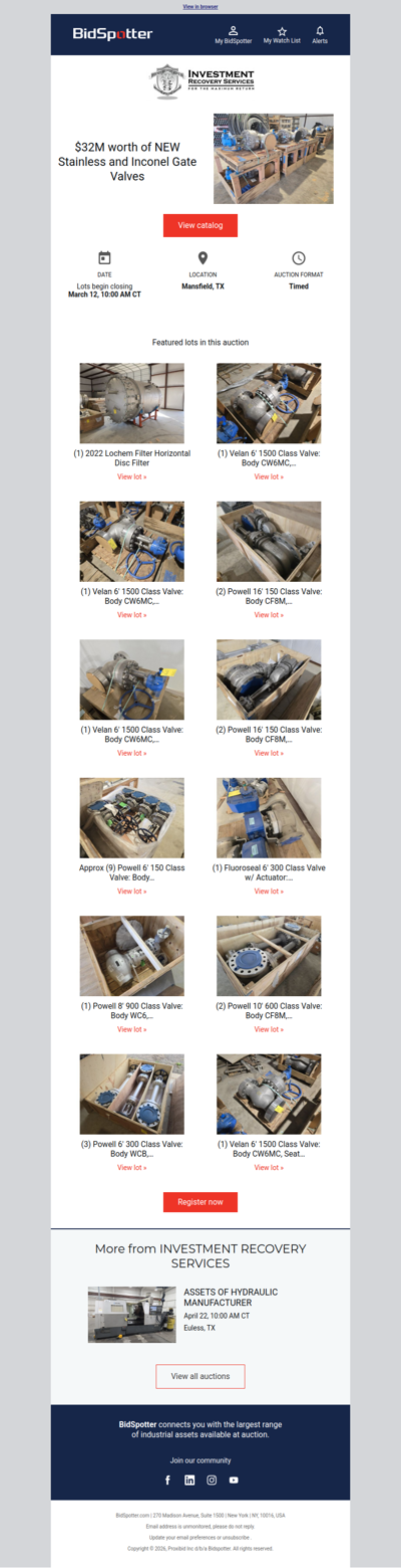 $32M worth of NEW Stainless and Inconel Gate Valves | March 12