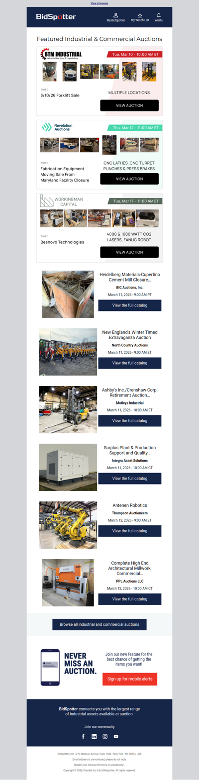 Featured Industrial and Commercial Auctions
