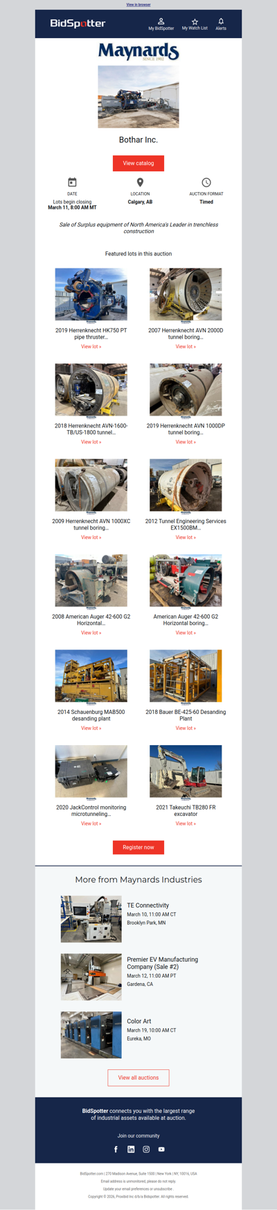 Auction of Bothar Inc.