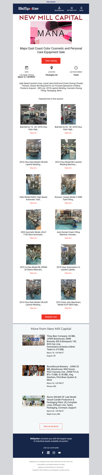 500 Lot Cosmetic Manufacturing Sale Ends Thursday