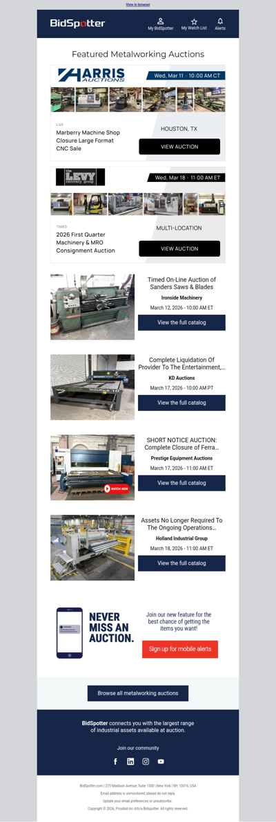 Featured Metalworking Auctions