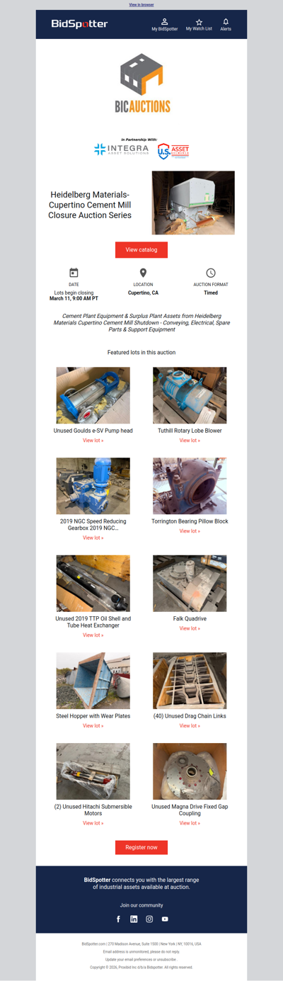 Heidelberg Materials-Cupertino Cement Mill Closure Auction Series | March 11