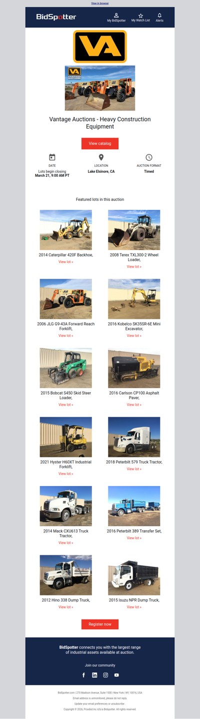 Vantage Auctions - Heavy Construction Equipment | March 21