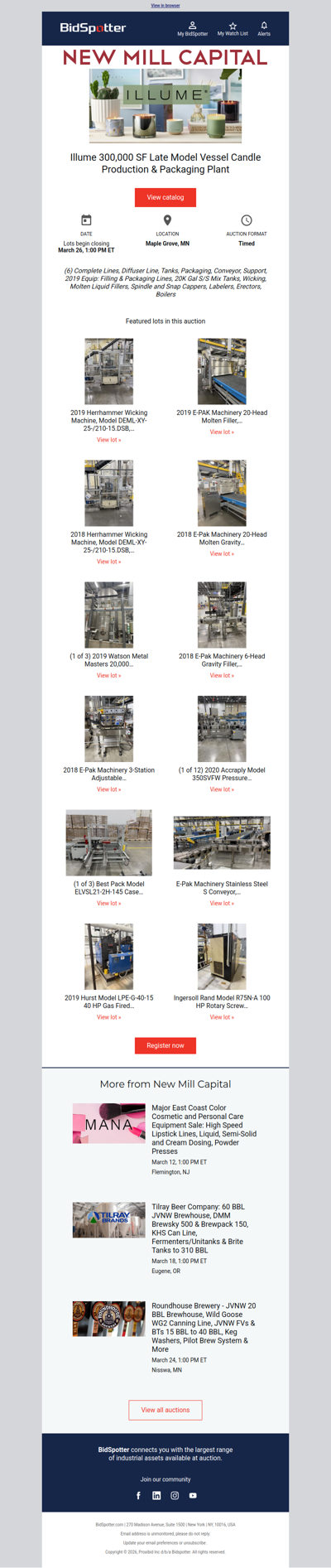 Illume 300,000 SF Vessel Candle Plant - All 2018-21 Equipment