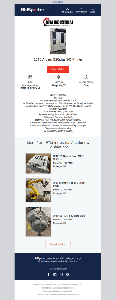 2015 Arcam Q20plus 3-D Printer | March 18