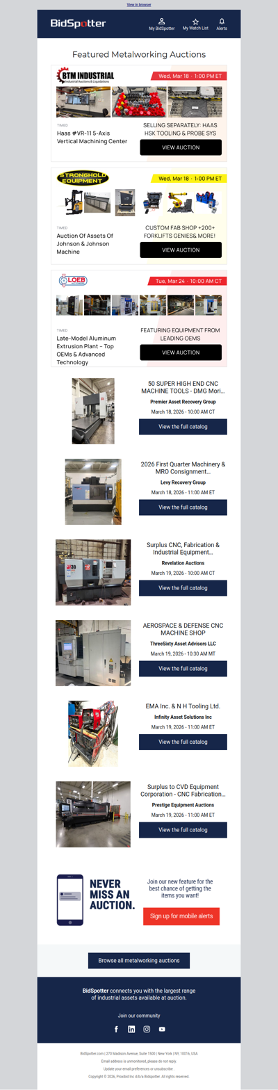 Featured Metalworking Auctions