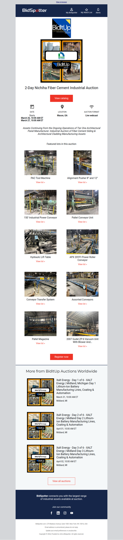 2-Day Nichiha Fiber Cement Industrial Auction | March 27