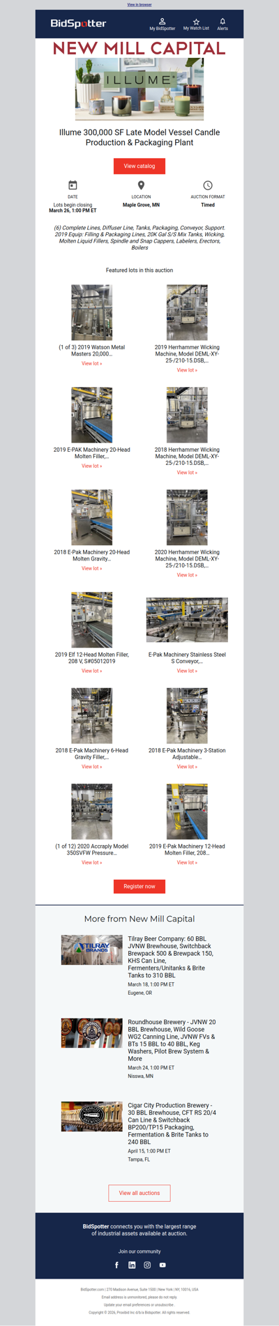 300,000 SF Filling, Packaging & Racking Auction