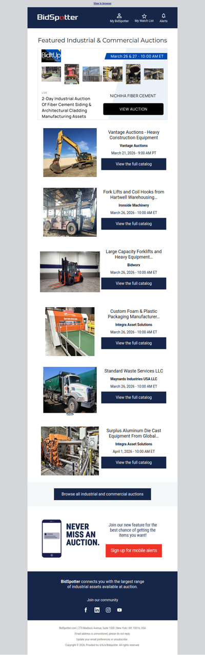 Featured Industrial and Commercial Auctions