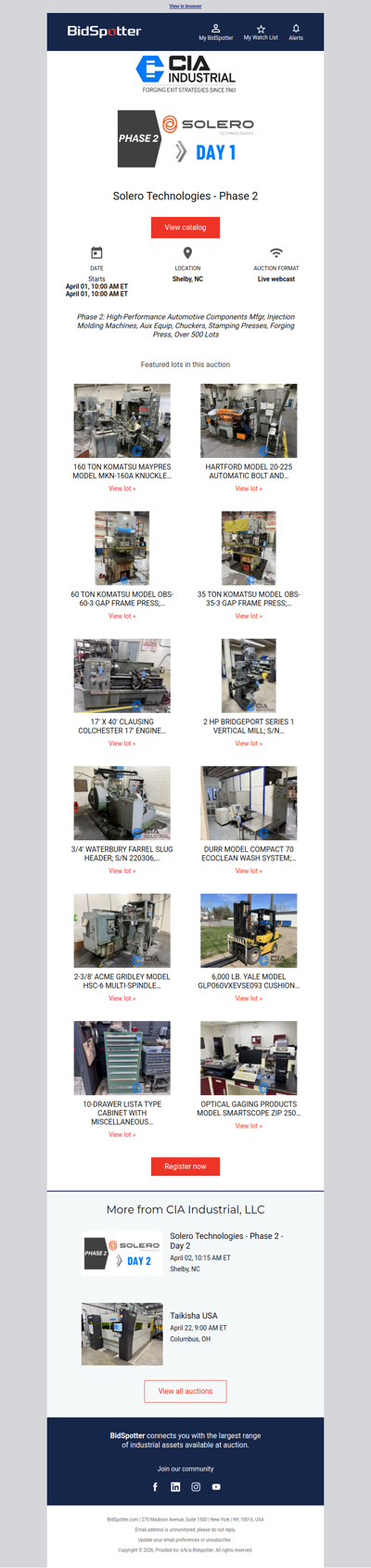 Phase 2 Auction of Solero Technologies | March 31 & April 1