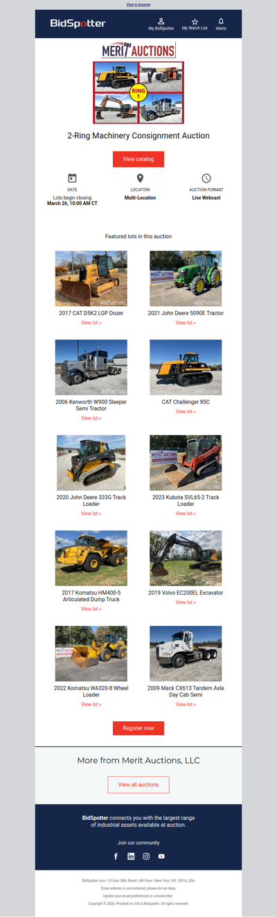 2-Ring Machinery Consignment Auction | March 26