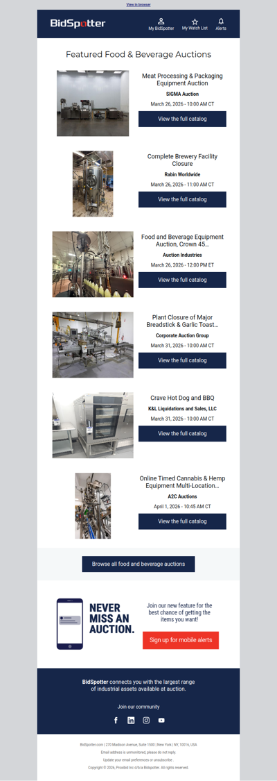 Featured Food & Beverage Auctions