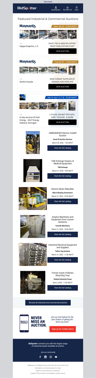 Featured Industrial and Commercial Auctions