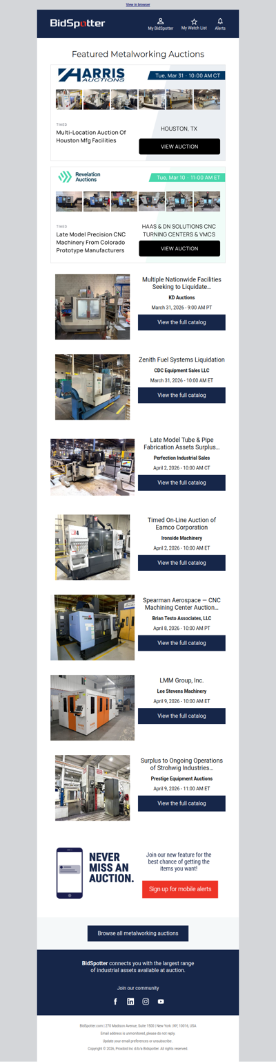 Featured Metalworking Auctions