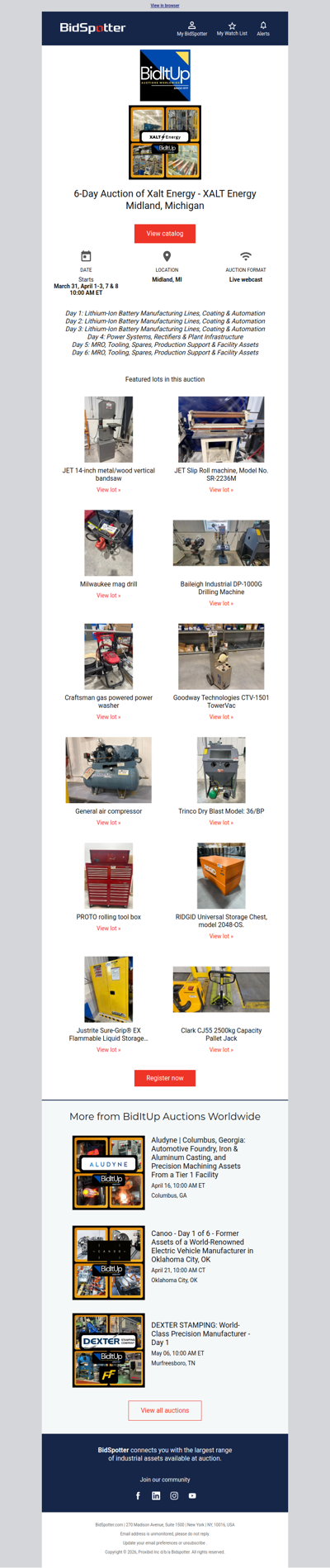 6-Day Auction of Xalt Energy - XALT Energy Midland, Michigan