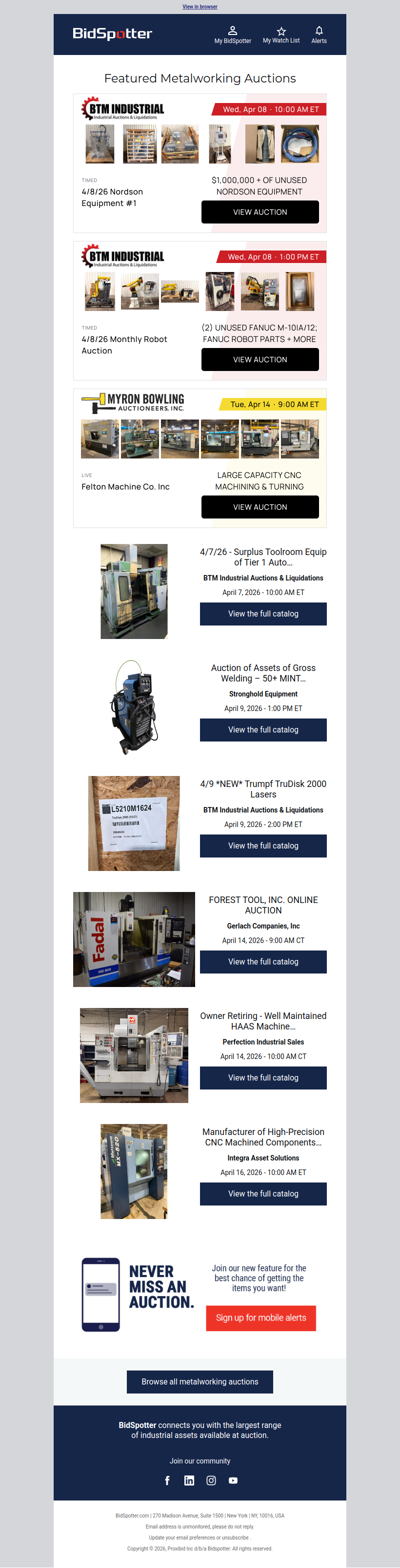 Featured Metalworking Auctions