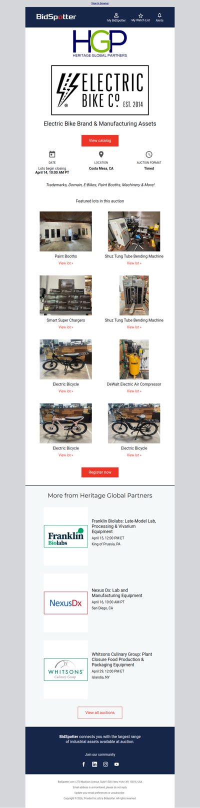 Register Now: E-Bike Manufacturing, Paint Booths & Tooling Sale
