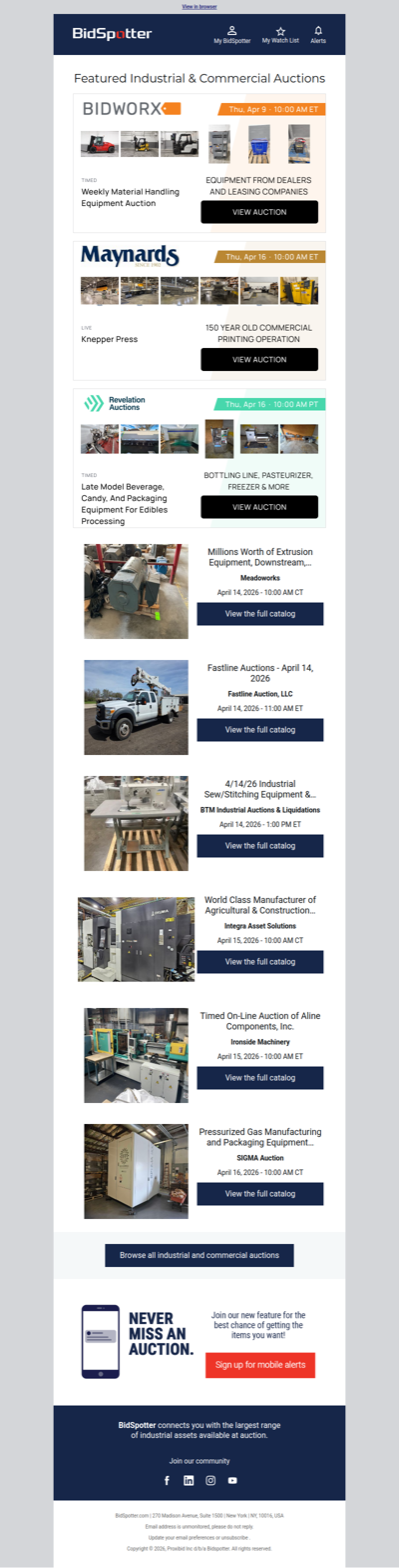 Featured Industrial and Commercial Auctions