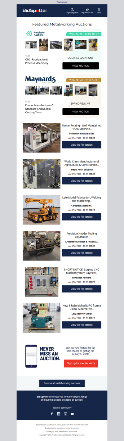 Featured Metalworking Auctions