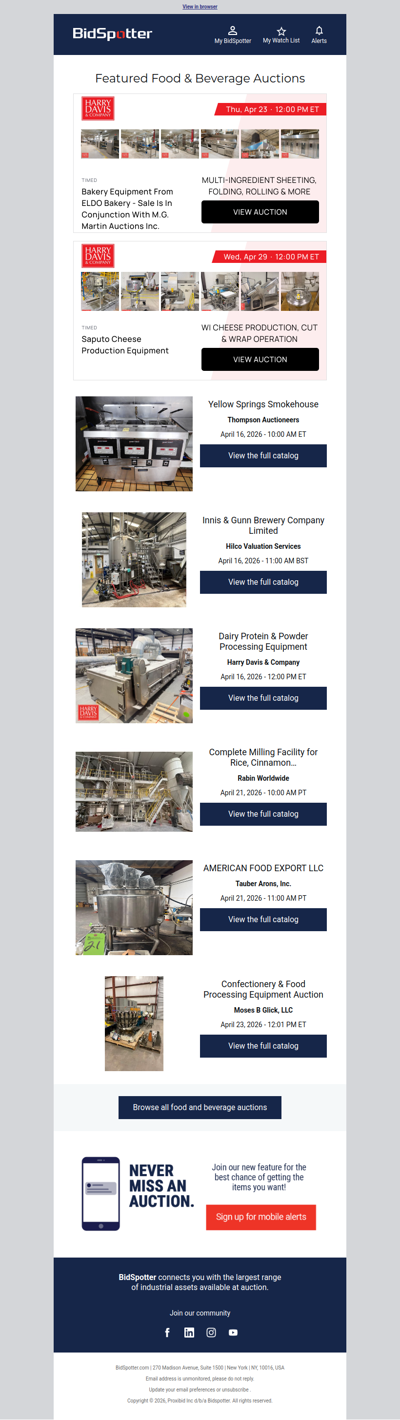 Featured Food & Beverage Auctions