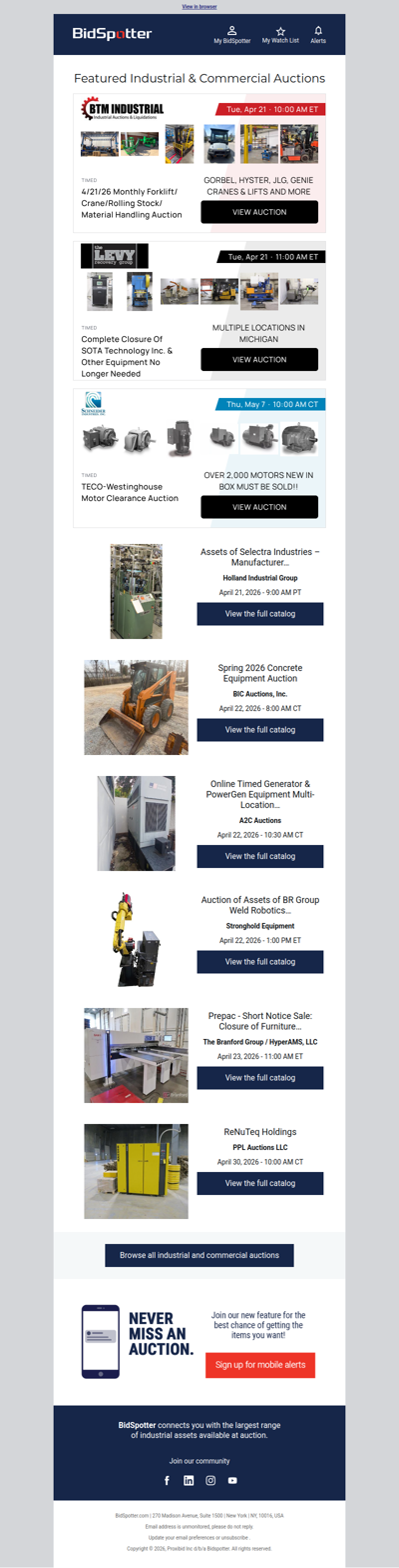 Featured Industrial and Commercial Auctions
