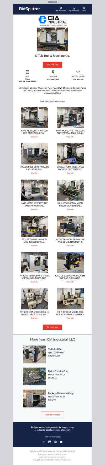 Owner Retiring Auction – Aerospace CNC Machine Shop