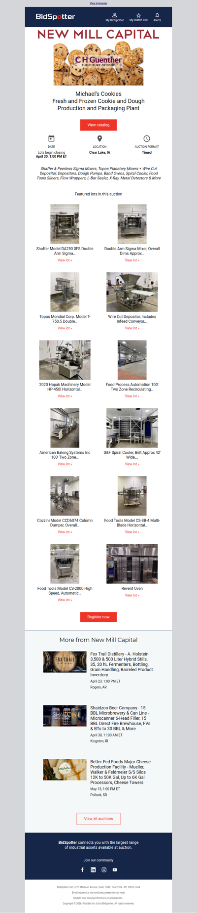 Cookie Production & Packaging Plant Sale Ends 4/30